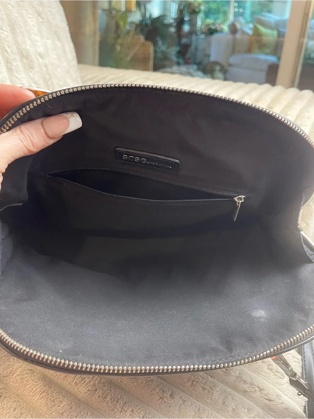 BCBGeneration Black Dome Satchel Studded Crossbody Shoulder Handbag